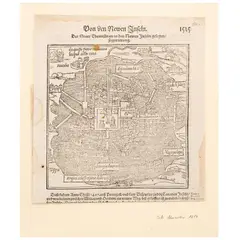 Sebastian Münster, DER STATT THEMISTITAN IN DEN NEWEN INSELN GELEGEN / FIGURIERUNG, Xilografía, 16 x 16.5 cm