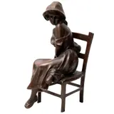 Octavio Ponzanelli, DAMA EN SILLA, Bronce, patinado en color marrón