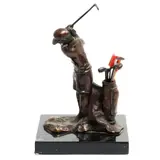Jugadora de Golf, SIGLO XXI, Bronce, patinado en color marrón, accesorios móviles; con base de mármol negro