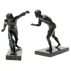 Atleta y Corredor, SIGLO XX, Bronce, patinados en color verde y negro, con bases de mármol; modelos diferentes