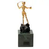 Salvador Dalí, SAN JUAN, Bronce, acabado dorado y patinado en color marrón, con base de mármol verde veteado