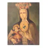 Retrato de Monja Coronada, MÉXICO, SIGLO XX, Óleo sobre tela