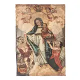 Virgen de la Luz, MÉXICO, CA, 1900, Óleo sobre lámina de zinc