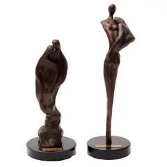 Parejas, MÉXICO, SIGLO XX, Bronce, patinadas en color marrón; con bases de mármol negro; modelos diferentes