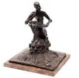 Don Quijote de la Mancha, MÉXICO, SIGLO XX, Bronce, patinado en color marrón; con base de mármol veteado