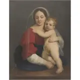 Virgen Con El Niño, EUROPA, SIGLO XIX, Óleo sobre tela