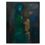 Felipe Orlando, Mujer con gato, 1965, Óleo sobre tela