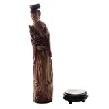 Dama Con Flor, CHINA, SIGLO XX, Talla en marfil, acabado entintado; con base de madera