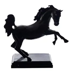 Caballo, SIGLO XX, Bronce, patinado en color marrón; con base de mármol negro