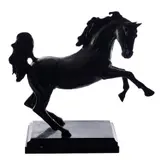 Caballo, SIGLO XX, Bronce, patinado en color marrón; con base de mármol negro