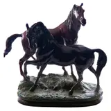 Pareja de Caballos, SIGLO XX, Bronce, patinado policromo