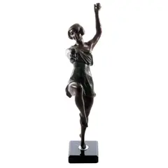 Bailarina Con Esferas*, SIGLO XX, Bronce, patinado en tonos verde y marrón; con base de mármol negro (lascaduras)