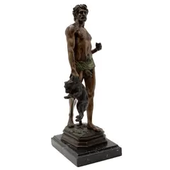 Nemrod*, FRANCIA, PRIMERA MITAD DEL SIGLO XX, Bronce, patinado policromo; con base de mármol negro