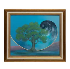 Flora Guerrero Garro, Árbol Cósmico, Óleo sobre tela. Firmado y fechado 2016, al reverso