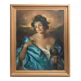 José Puyet, Retrato de dama, Óleo sobre tela. Firmado