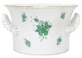 Herend, 'CHINESE BOUQUET GREEN' HAND-PAINTED PORCELAIN LARGE CACHEPOT