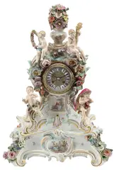 Meissen, 'FOUR SEASONS' FIGURAL MANTEL CLOCK ON STAND