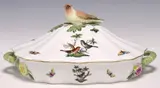 Herend, 'ROTHSCHILD BIRD' HAND-PAINTED COVERED VEGETABLE DISH