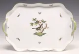 Herend, TRAY 'ROTHSCHILD BIRD' PORCELAIN HANDLED SERVING PLATTER