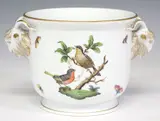 Herend, 'ROTHSCHILD BIRD' PORCELAIN RAM'S HEAD HANDLED CACHEPOT