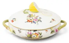Herend, Fruits and Flowers Porcelain Tureen Depth 9.5"