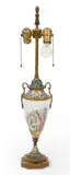 Sèvres, and Champleve Enamel Hand Painted Urn Lamp 19th. C., 1 PC, all on bronze mounts