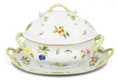 Herend, Covered Tureen and Under Plate, Asparagus Handles 20th C., 2 PCS