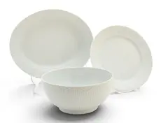 Royal Copenhagen, White Fluted Porcelain Dinner Plates (8) + 2 Serving Pieces 10 PCS