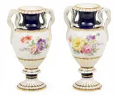 Hand Painted Porcelain Double Handled Urns 19th Cent., 1 PAIR by Meissen, sold May 2026