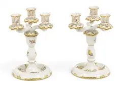 Herend, "Queen Victoria" Porcelain Candelabras 1 PAIR