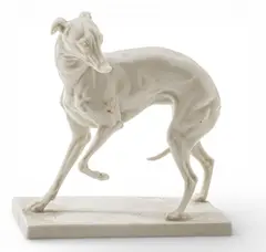 Nymphenburg, Whippet Dog Figure, Glazed all white