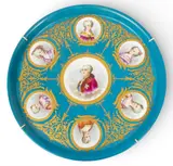 Sèvres, Charger 19th.c., 'Louis XVI and His Royal Court'