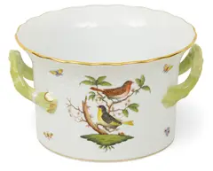 Herend, Manufactory (Hungarian) Hand Painted Porcelain Cache Pot 20th Cent., 'Rothschild Bird'