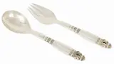 Georg Jensen, Sterling Silver "Acanthus" Salad Serving Fork and Spoon 4.9 t oz 2 PCS