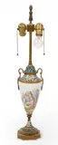 Sèvres, and Champleve Enamel Hand Painted Urn, Now Lamp 19th.c., 1 PC, all on bronze mounts