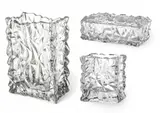 Rosenthal, Line Crystal 'Crinkle Bag' Large Vase, Small Vase And Covered Box 3 PCS