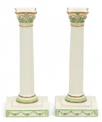 Gustavsberg, Candlesticks, Ca. 1839-1860, Depth 4.25" 1 PAIR, Ca. 1839