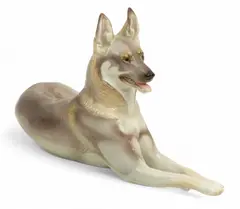 German Shepherd Dog Figurine 1940, Theodore Karner Design by Nymphenburg, 1940, sold Sep 2025