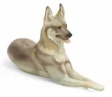 German Shepherd Dog Figurine 1940, Theodore Karner Design by Nymphenburg, 1940, sold Sep 2025
