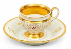 Berlin (German) Porcelain Cup And Saucer, Empire Style 1850 by Kpm, 1850, sold Sep 2025