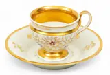 Kpm, Berlin (German) Porcelain Cup And Saucer, Empire Style 1850, 1850