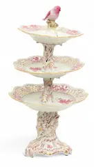 3 Tier Chinese Bouquet Compote , Bird Finial by Herend, sold Sep 2025