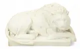 Royal Copenhagen, Bisque Porcelain Lion, Signed Enert, White bisque porcelain sculpture of a recumbent lion