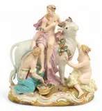 Figural Group 19th.c., 'Europa And the Bull', Depth 4.5" by Meissen, sold Sep 2025