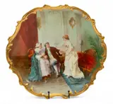 Sèvres, Charger, Courtship Scene Signed Muville 19th C.