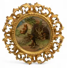 Kpm, Berlin Hand Painted Porcelain Plaque, Mid 19th C., 'Reynard the Fox', Frame Size:, 1793