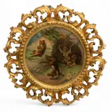 Kpm, Berlin Hand Painted Porcelain Plaque, Mid 19th C., 'Reynard the Fox', Frame Size:, 1793
