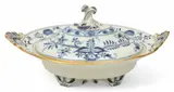 Meissen, Blue Onion Pattern Double Handled Bowl with Cover, 19th C.