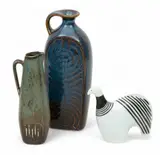 Rörstrand, Art Deco Earthenware Ewers 9' & 7" Also Bird 4.5" 3 PCS, 1948