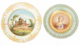 Sèvres, & Vienna Porcelain Plates: Chateau De Rambouillet And Marie Antoinette 19th.c. 2 PCS, 1844